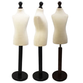 Children Kids Age 6-8 Years Tailors Dummy Mannequin, Cream Torso Bust with a Black Wood Round Base